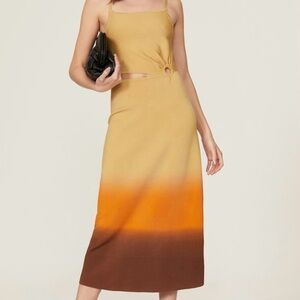 Sandro Yellow Orange & Tan Maxi Dress